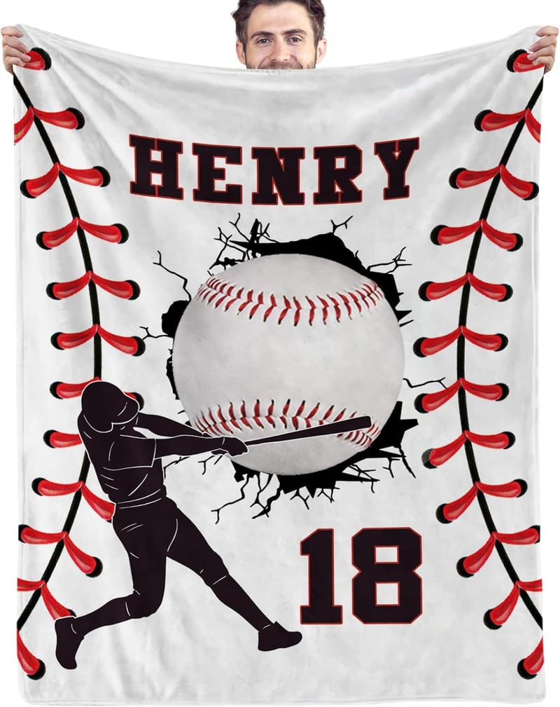 Personalized Baseball Flannel Blanket for Sports Fans and Kids