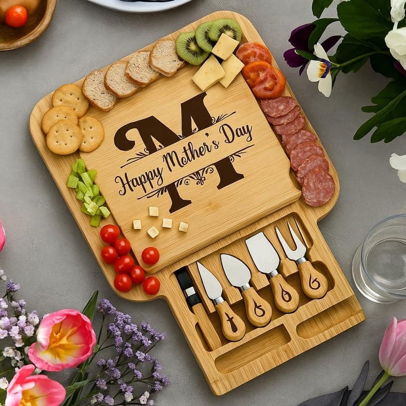 Mother's Day Custom Bamboo Charcuterie Board Set