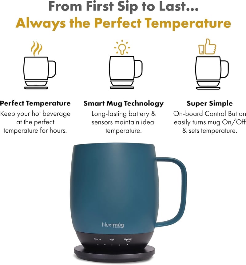 Self-Heating Coffee Mug, Slate Blue, 14 oz
