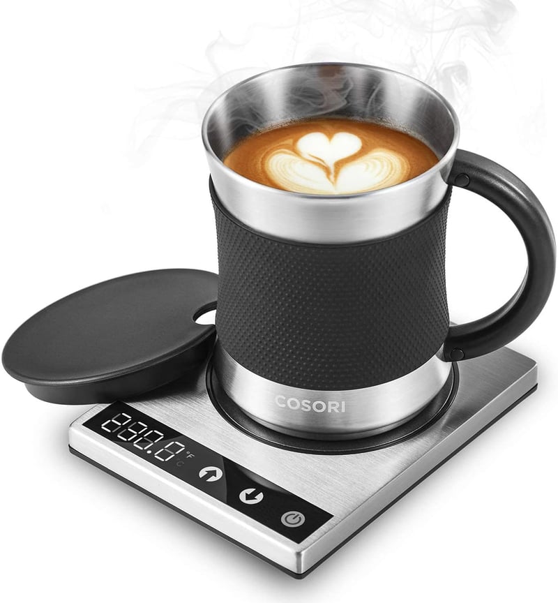 Christmas Coffee Mug Warmer Set, Touch Tech, Silver/Black