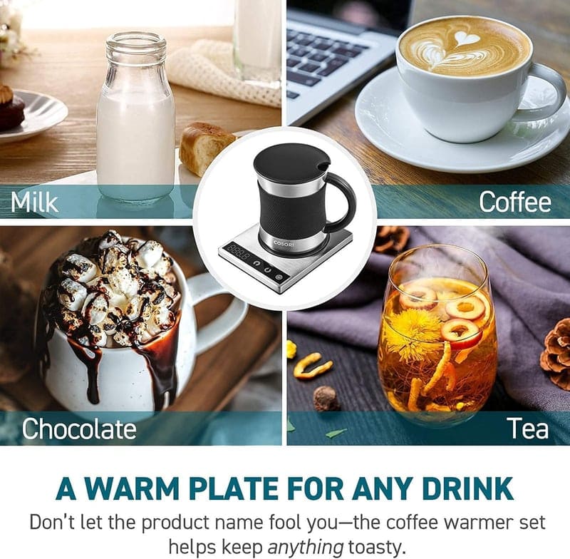 Christmas Coffee Mug Warmer Set, Touch Tech, Silver/Black