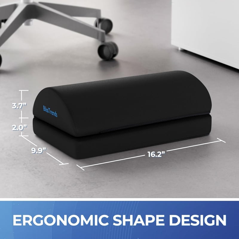 Adjustable Under-Desk Footrest with Washable Cover – Black