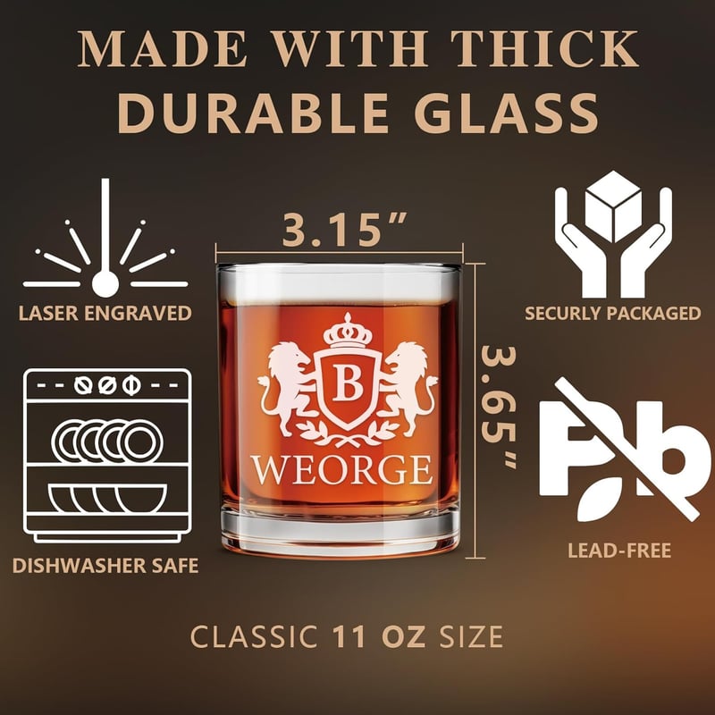 Father's Day Custom Engraved Whiskey Glasses, 11 oz, 16 Styles