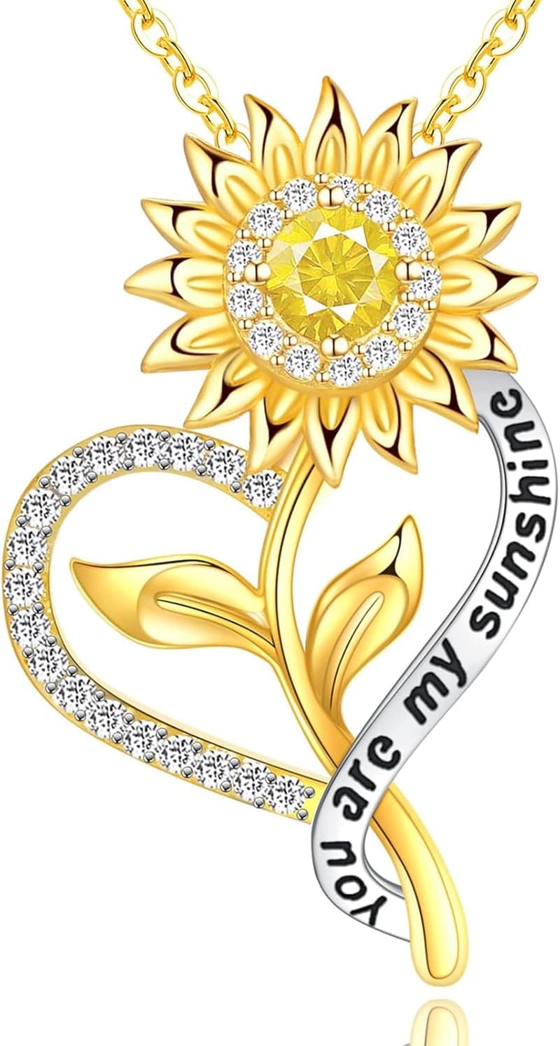Anniversary Sunflower Pendant Necklace for Women