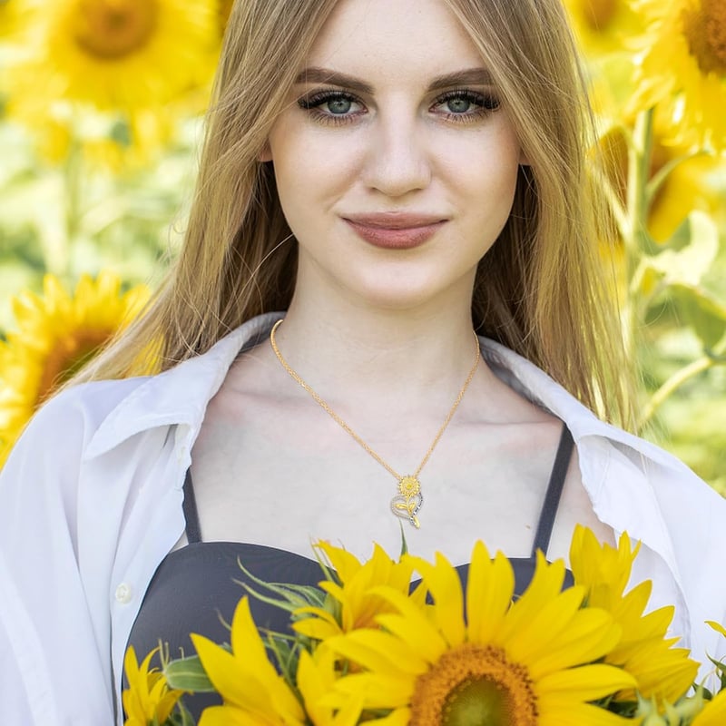 Anniversary Sunflower Pendant Necklace for Women