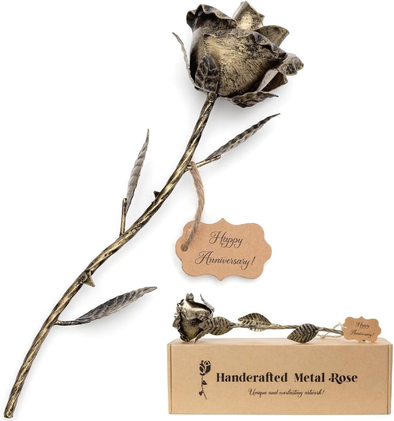 8th Anniversary Metal Rose Gift – Handcrafted Bronze Artwork