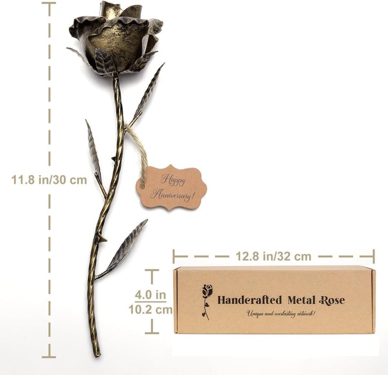 8th Anniversary Metal Rose Gift – Handcrafted Bronze Artwork