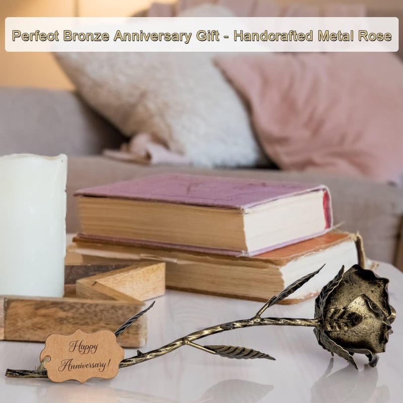 8th Anniversary Metal Rose Gift – Handcrafted Bronze Artwork
