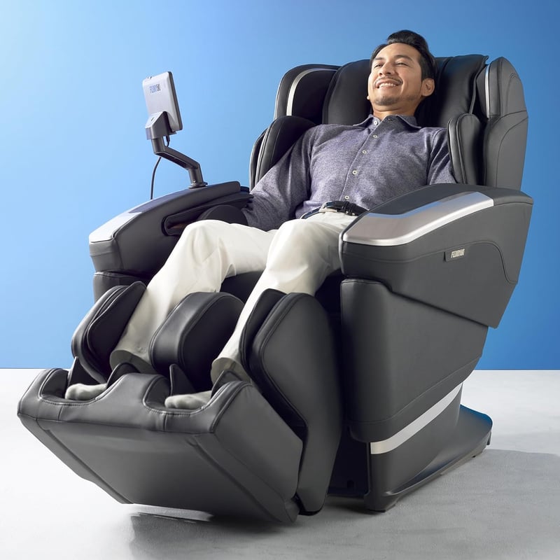 5D Massage Chair with AI, Stainless Steel Base, Onyx Finish