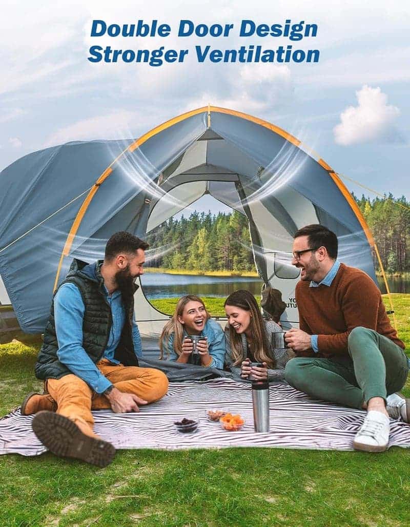 Camping SUV Tent with Rainfly, Double Door, Waterproof, 6-8 Person