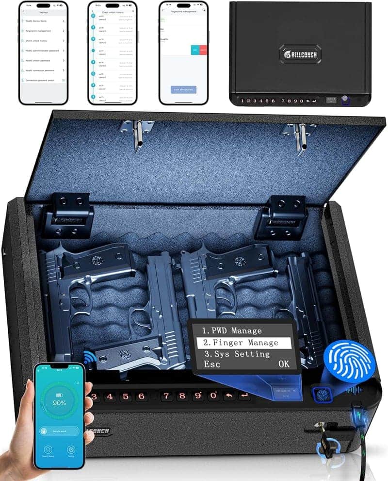 Biometric Gun Safe with Security Cable and Quick Access