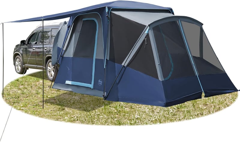 Family SUV Tent with Screen Porch and Awning, Weatherproof Design