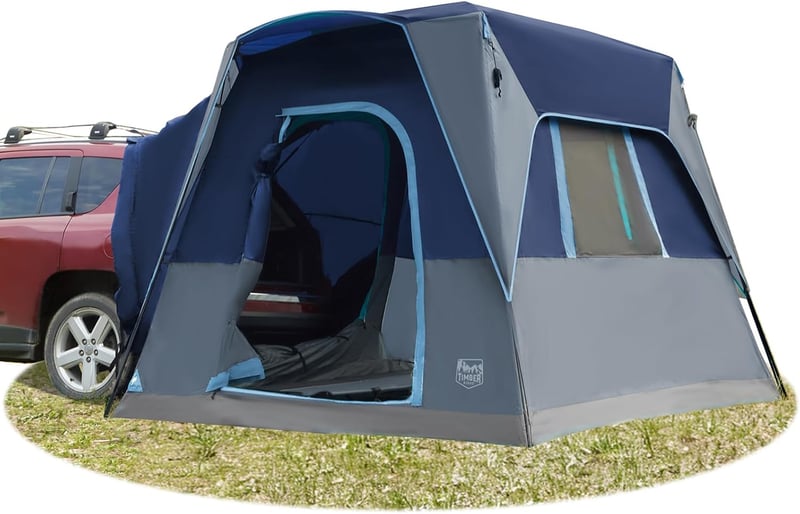 SUV Camping Tent for 5 with Movie Screen & Rainfly, Blue