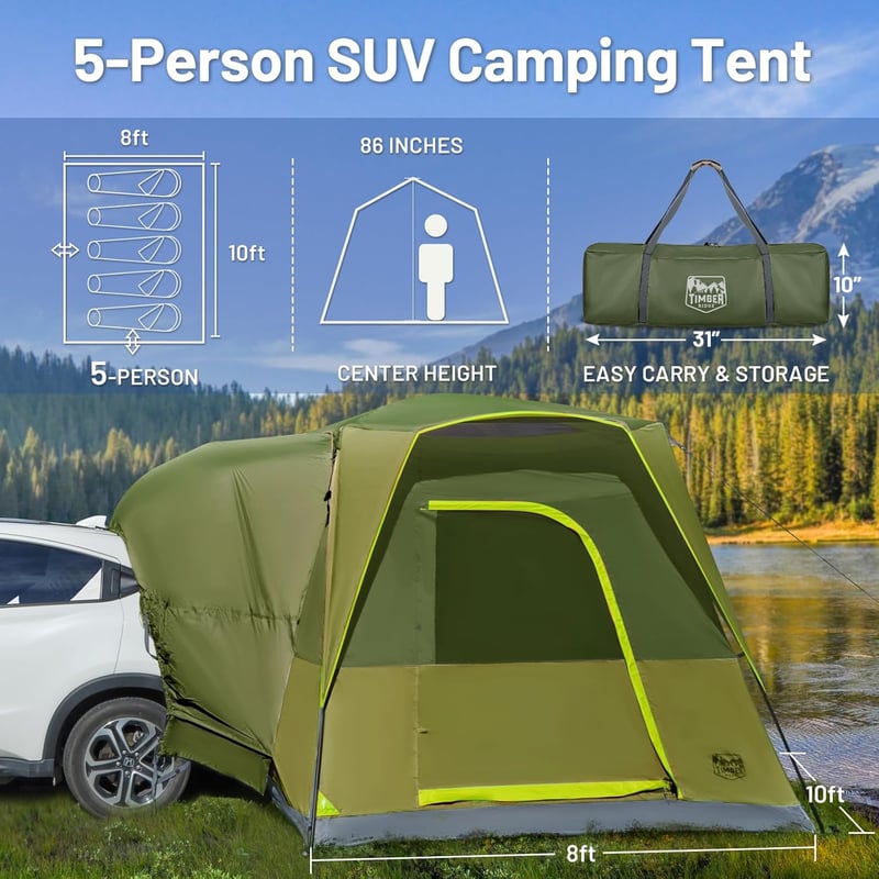 5-Person SUV Tent with Movie Screen & Rainfly for Camping