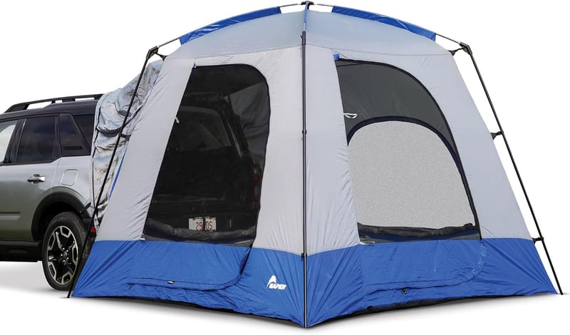 SUV Camping Tent with Awning, 9'x9', Sleeps 5, Blue/Gray