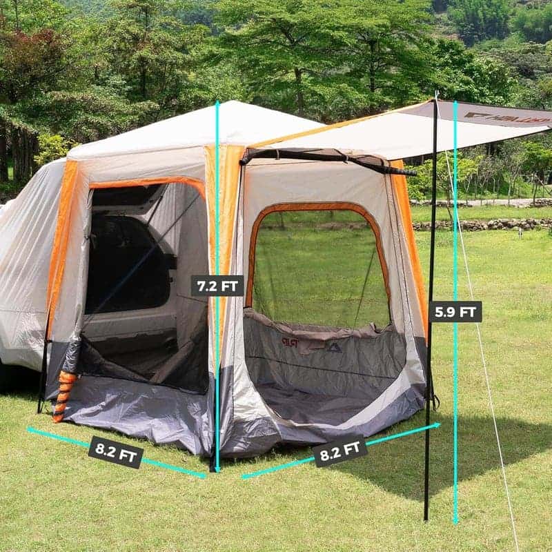 SUV Camping Tent with Poles, Double Door, Waterproof Rainfly