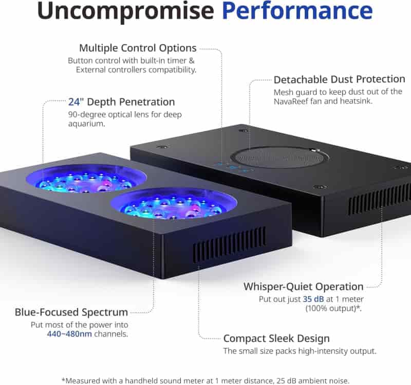 135W Reef LED Light for Corals & Saltwater Tanks, Timer & Blue Spectrum