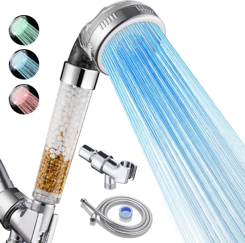 Filtered LED Shower Head for Skin & Hair