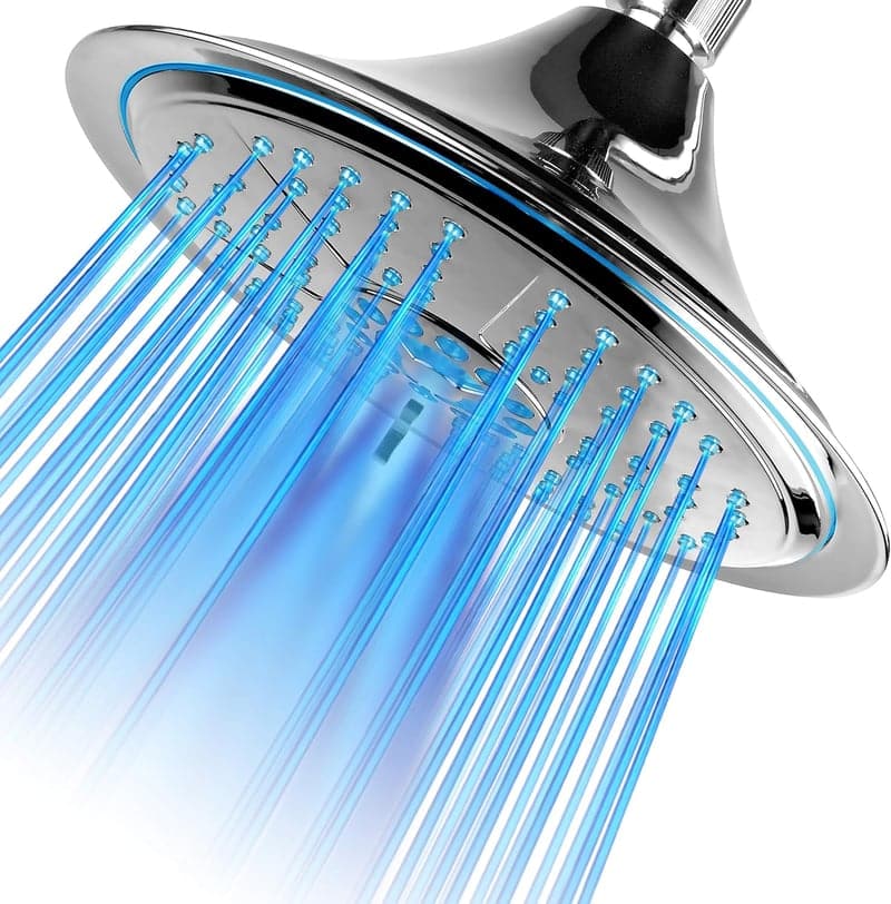 LED Rainfall Shower Head, Chrome, 8-Inch, 5-Setting