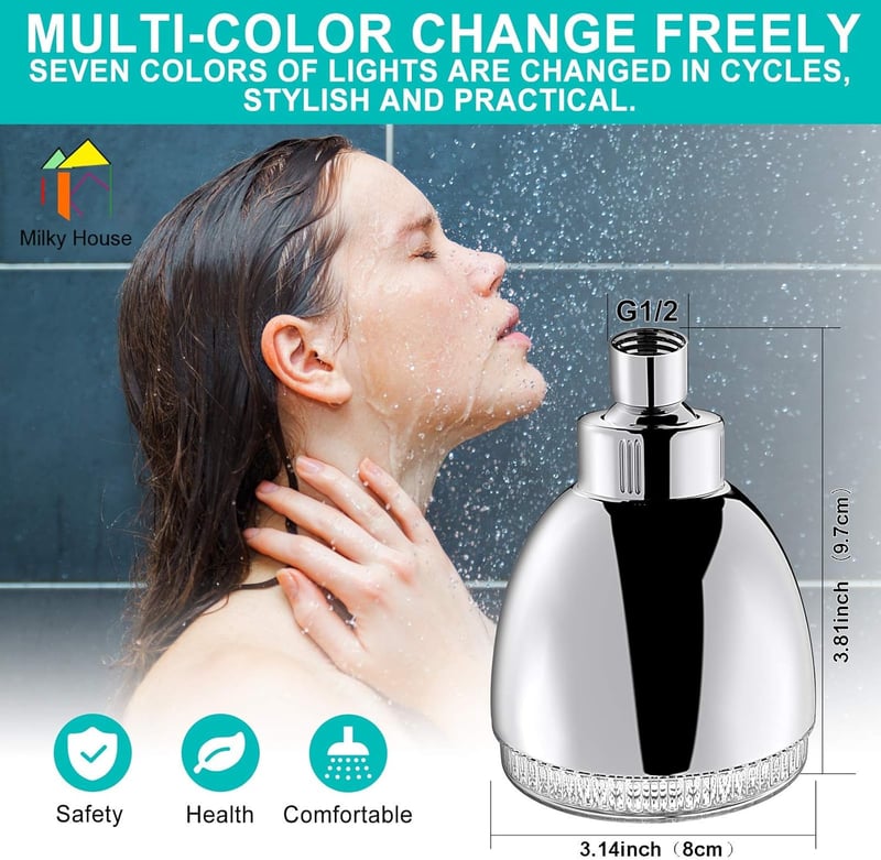 LED Shower Head with 7-Color Light for Kids & Adults