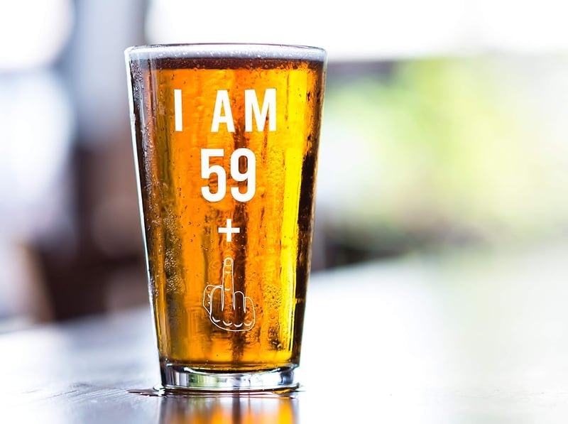 60th Birthday Funny Beer Glass - 16 oz Pint for Men & Women