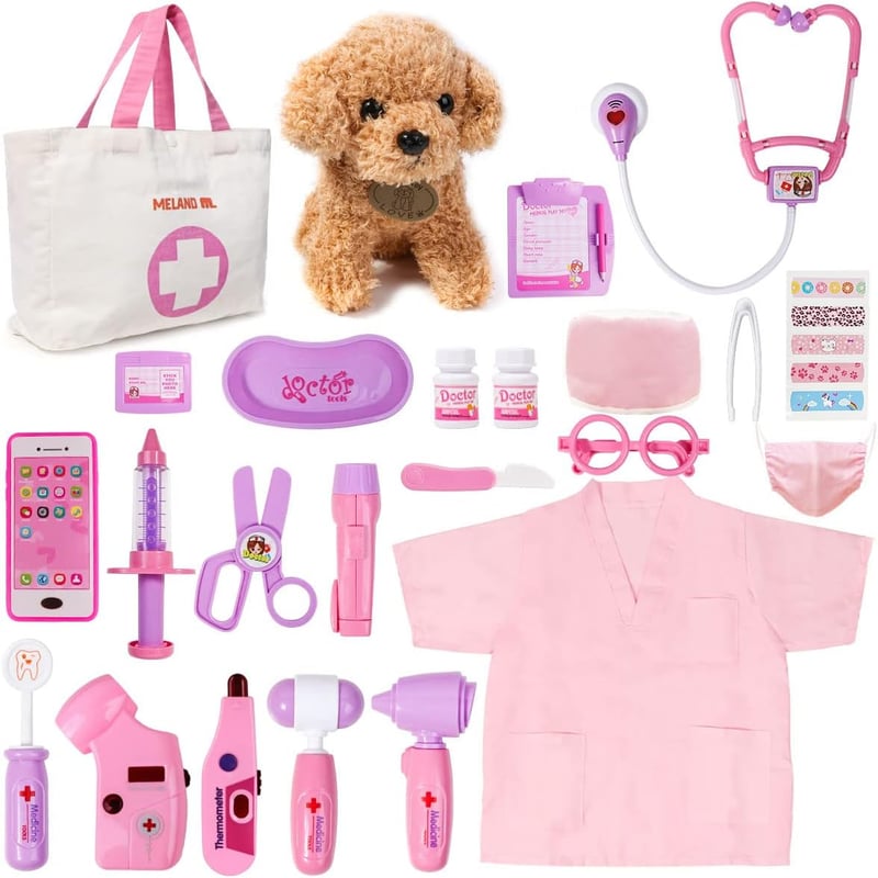Girls' Toy Doctor Kit with Dog & Costume - Ages 3-6
