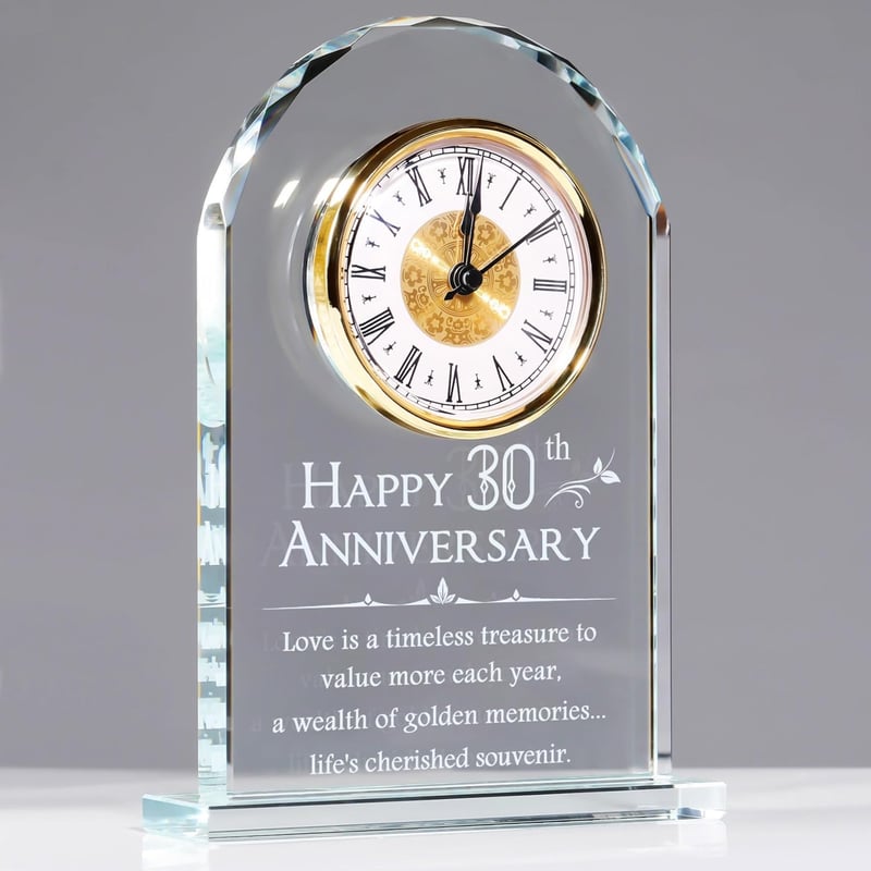 30th Anniversary Glass Clock Gift for Couples