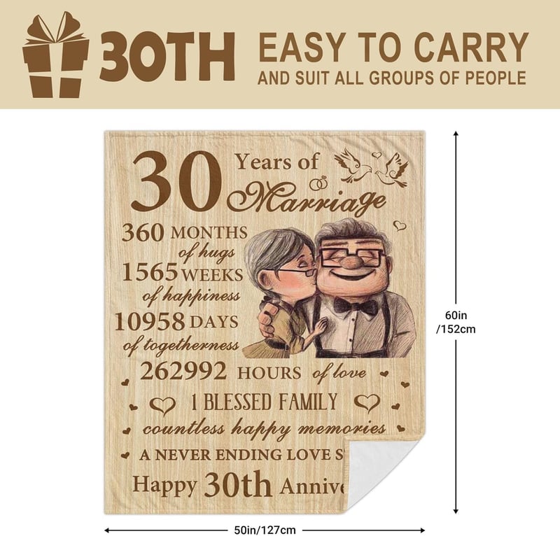 30th Anniversary Blanket Gift for Couples, 60