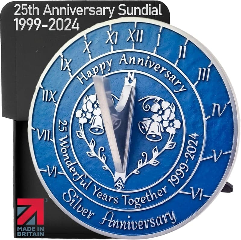 25th Silver Anniversary Sundial - Handmade Recycled Metal Decor
