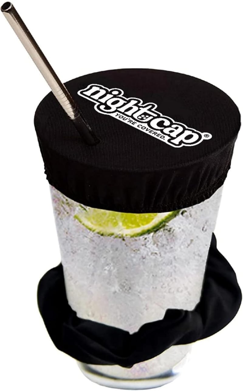 Drink Cover Scrunchie - Reusable, Black, Anti-Spiking Design