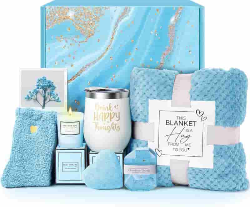 Mother's Day Ocean Spa Gift Basket with Flannel Blanket