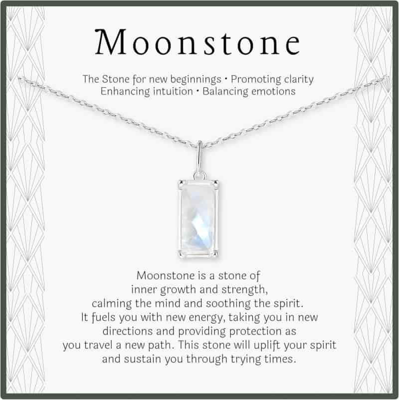 Rainbow Moonstone Sterling Silver Necklace for Women