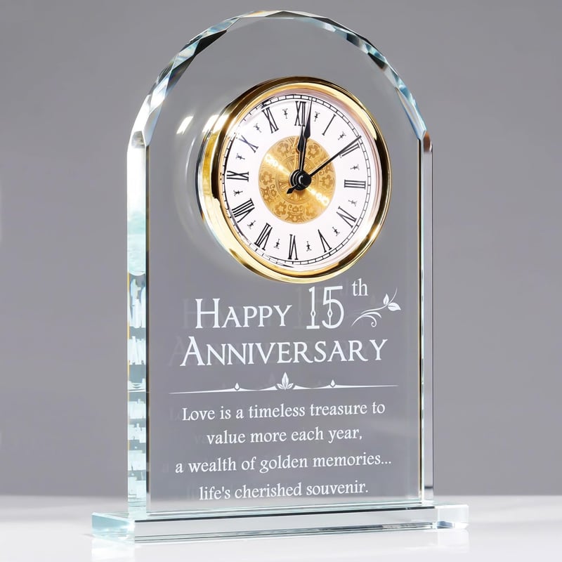 15th Anniversary Quartz Clock Gift for Couples