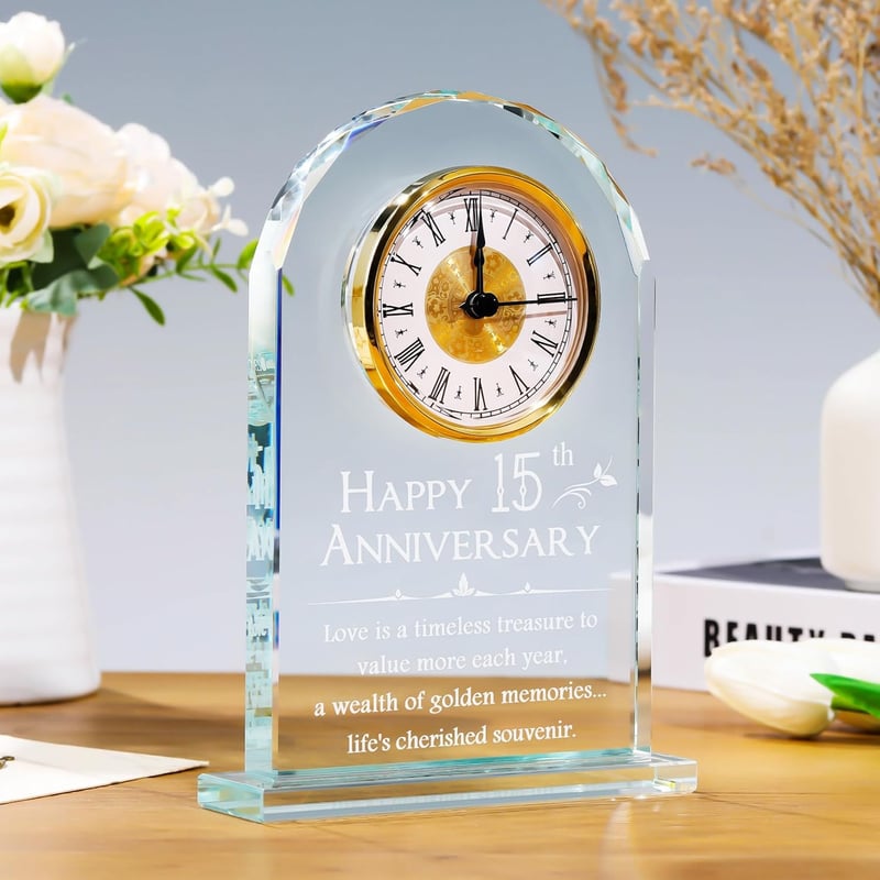 15th Anniversary Quartz Clock Gift for Couples