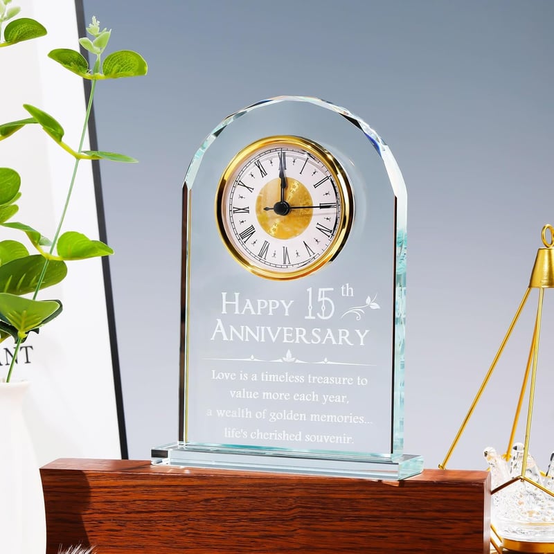 15th Anniversary Quartz Clock Gift for Couples