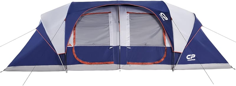 12-Person Family Camping Tent, Waterproof with Rainfly & Mesh Windows