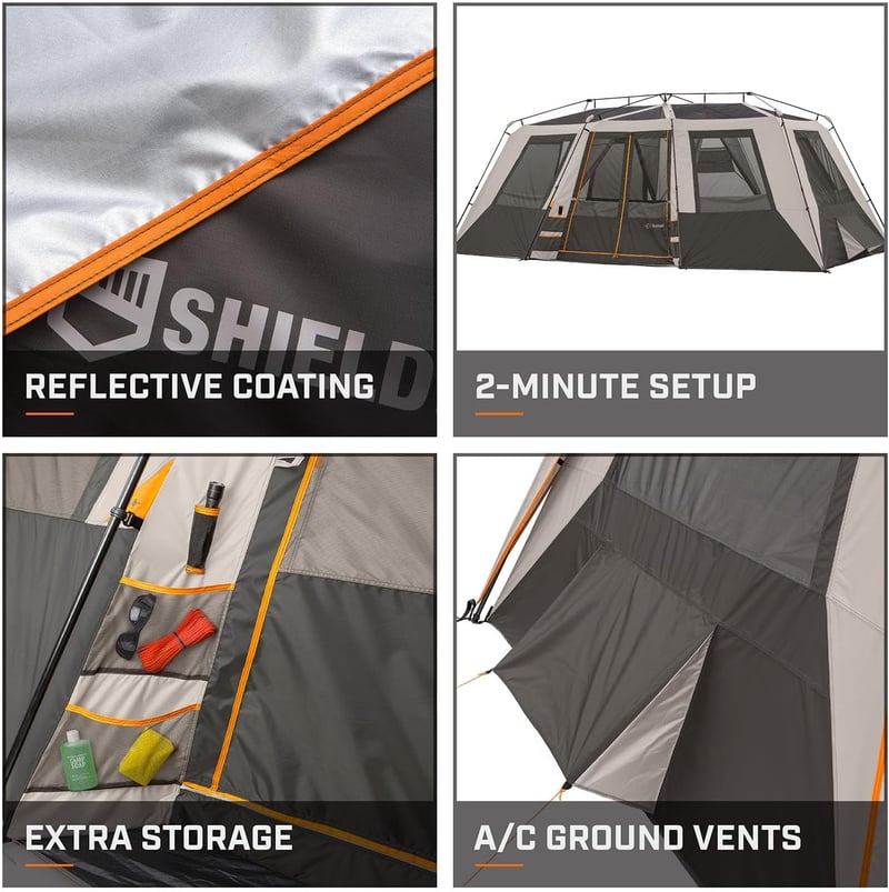 Bushnell Instant Cabin Tent – 6/9/12 Person, 3-Season Camping
