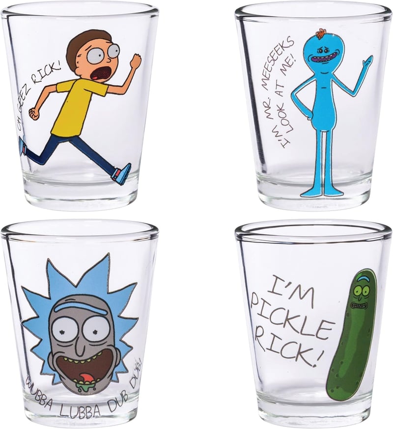 Rick and Morty 4-Pack Mini Glass Set, 1.5 oz