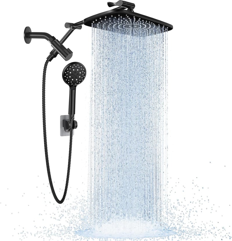 Matte Black Dual Shower Head Combo with Adjustable Spray