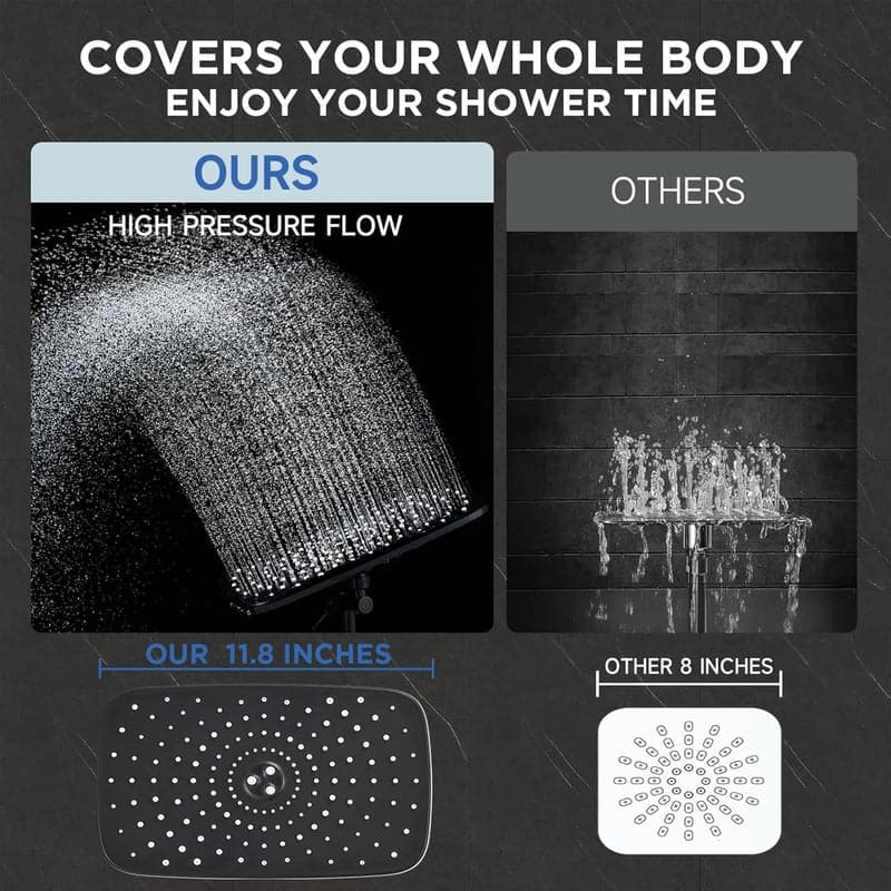 Matte Black Dual Shower Head Combo with Adjustable Spray