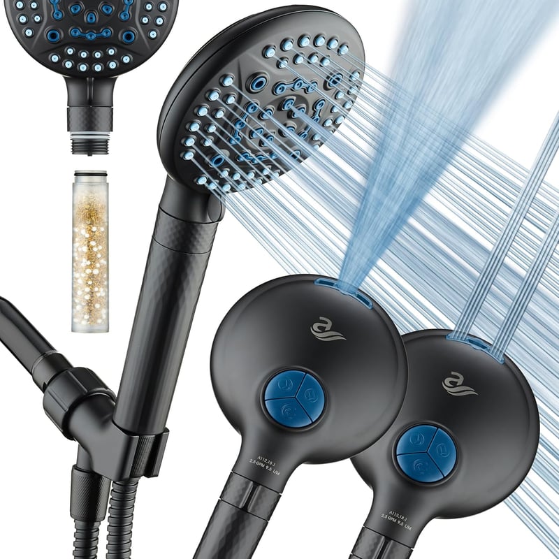 High Pressure 10-Mode Matte Black Handheld Shower Head