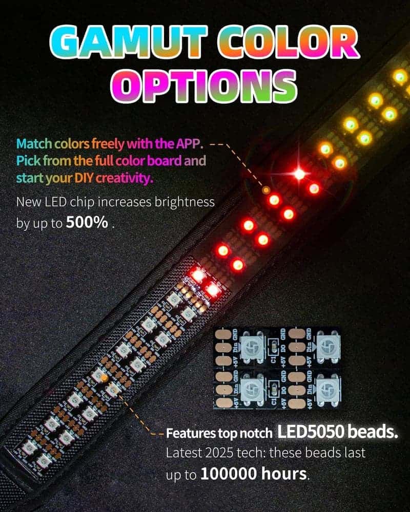 Rechargeable LED Dog Collar - App Controlled, 25 Modes