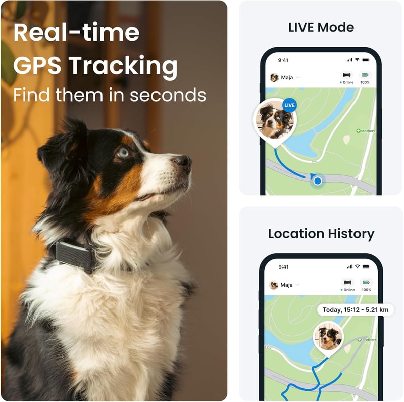 2025 GPS Dog Tracker with Virtual Fence & Health Alerts, Black