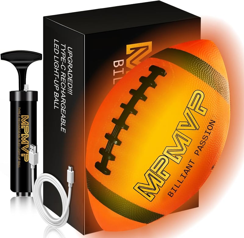 Glow-in-the-Dark Football, Official Size 9, Rechargeable Outdoor Toy