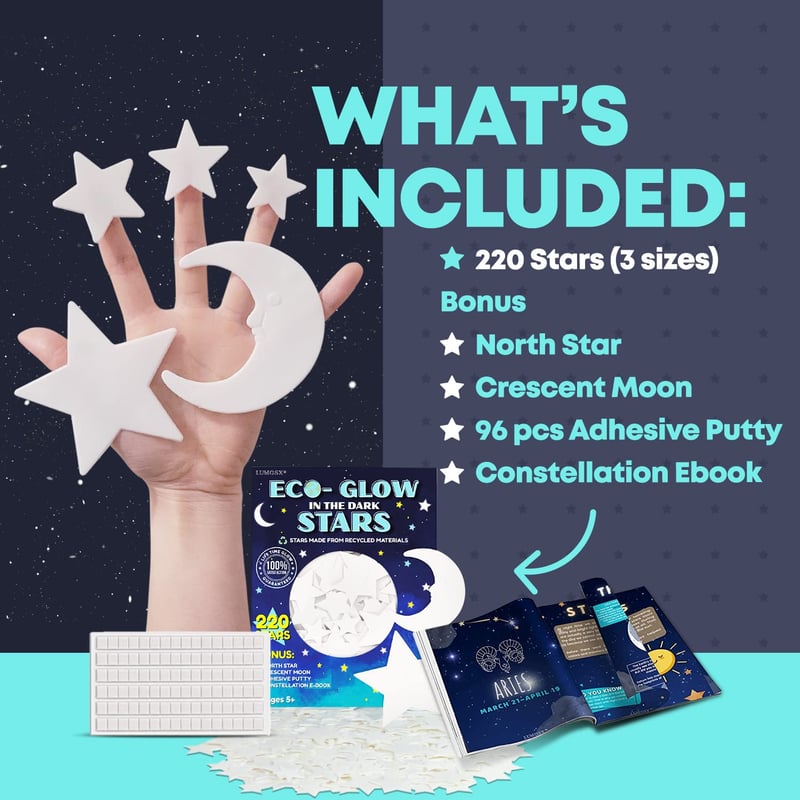 Glow-in-the-Dark Stars Set for Kids' Rooms