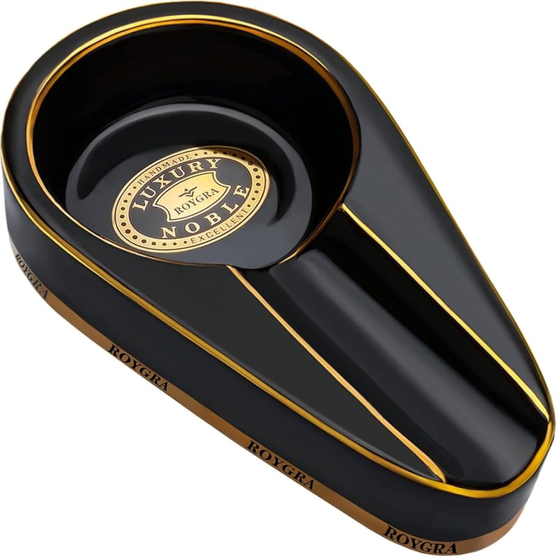 Handmade Black Ceramic Cigar Ashtray - Indoor/Outdoor Use
