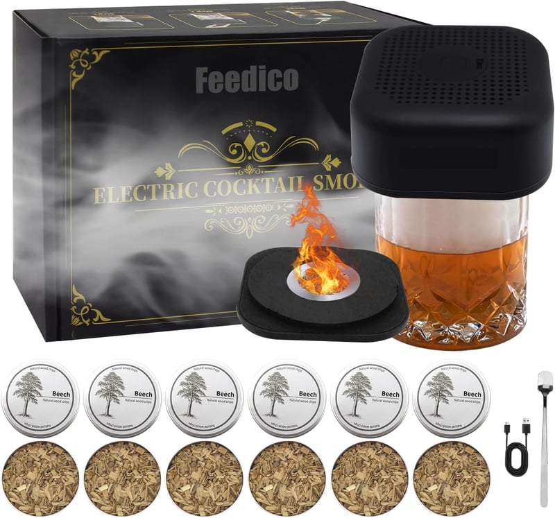 Men's Whiskey Smoking Kit with 6 Wood Chip Flavors
