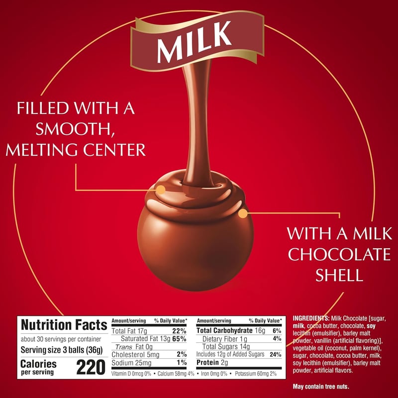 Lindt Milk Chocolate Truffles Gift Box, 90 Count, 38 oz.