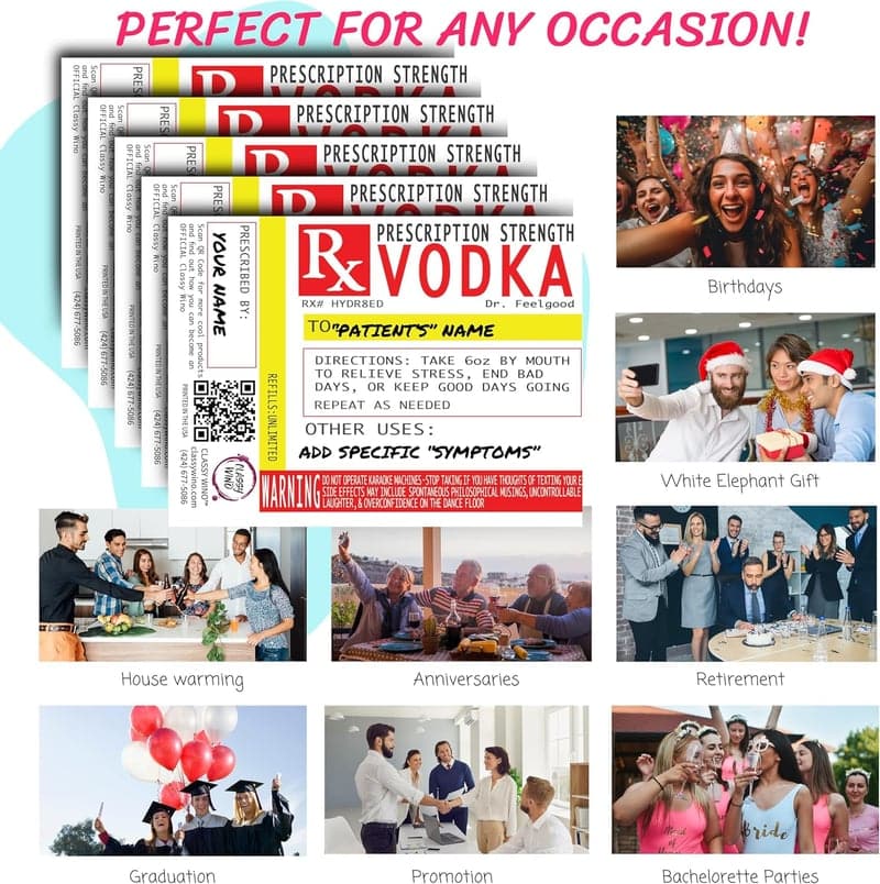Custom Vodka Bottle Labels – Funny Gag Gift for Birthdays & Parties