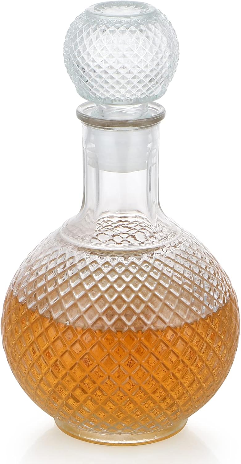 Glass Liquor Decanter with Airtight Stopper, 1000ML Sphere Design